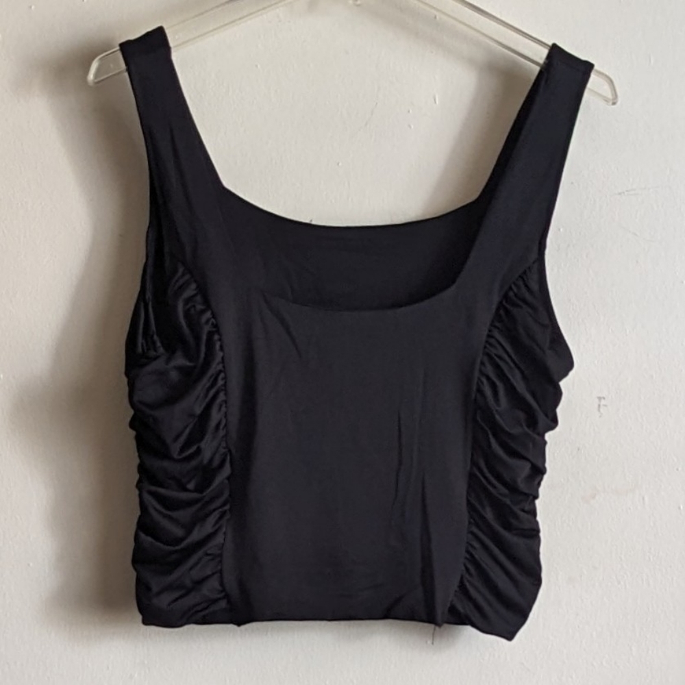 Forever 21 Plus Size Ruched Crop Top 0X Black